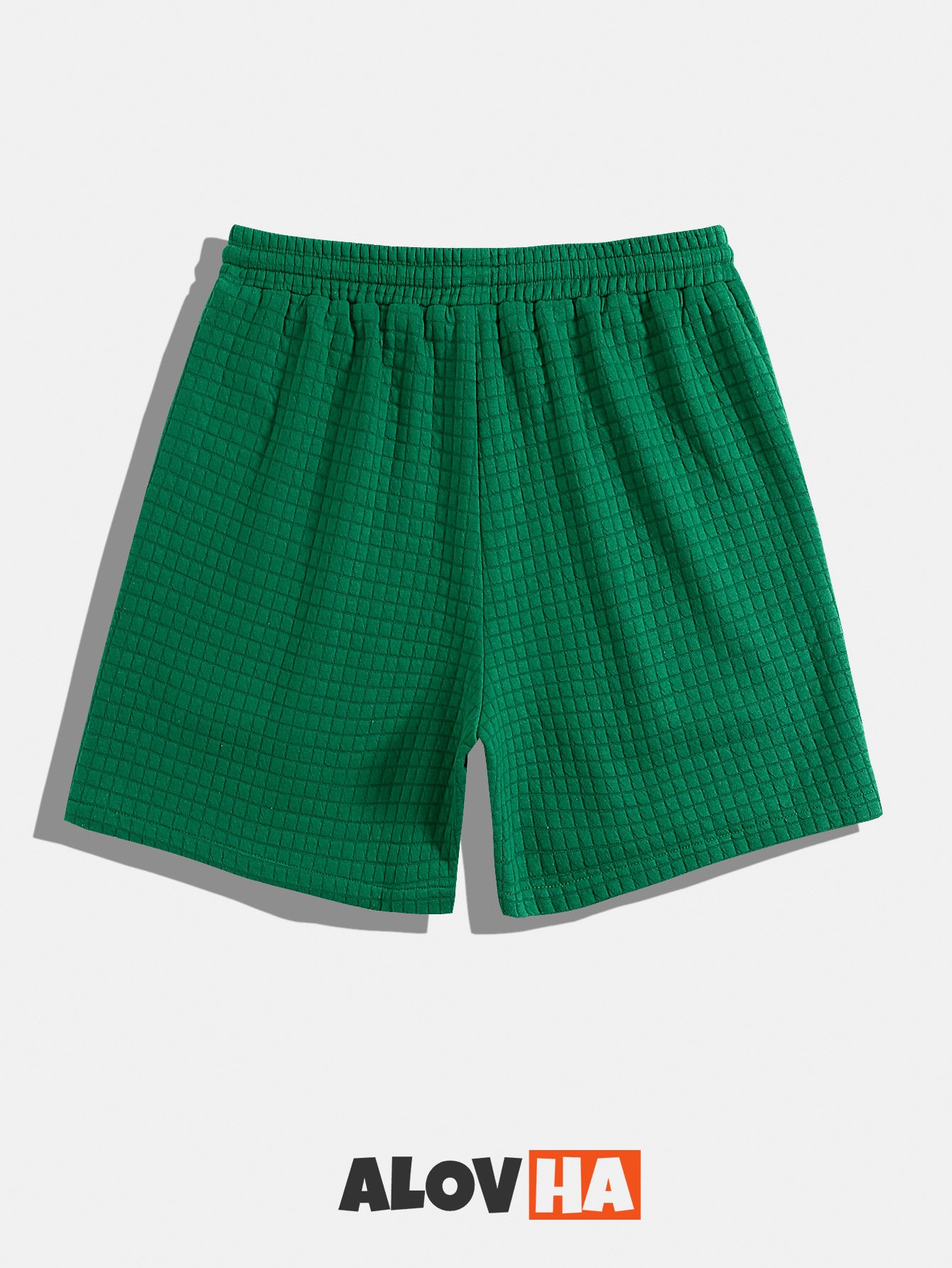 Waffle Solid Drawstring Shorts