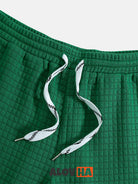 Waffle Solid Drawstring Shorts