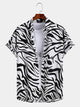 Zebra Print Lapel Collar Shirt
