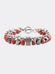 Brazalete de aleación con cuentas de malaquita