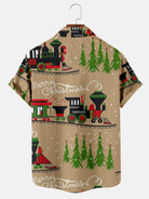 Christmas Train And Tree Print Shirt