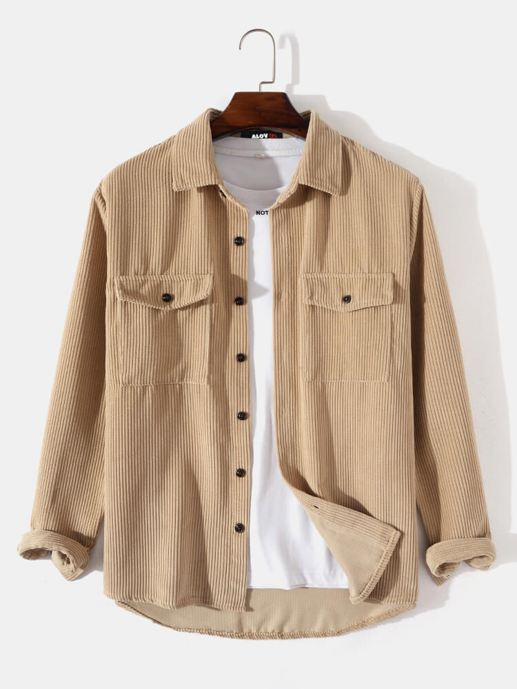Mens Corduroy Patchwork Short Sleeve Button Up Collared Shirt – Alovha