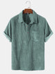 Camisa casual sólida de pana