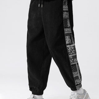 Corduroy Paisley Print Panel Pant