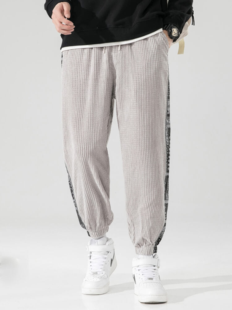 Corduroy Paisley Print Panel Pant