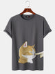 Finger Poked Cat Cotton T-Shirt