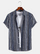 Color Matching Striped Lapel Shirt