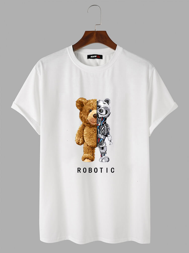 T shirt in cotone con orso meccanico Alovha