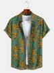 Mens Floral Short Sleeve Button Up Collared Aloha Hawaiian Vacation Shirt