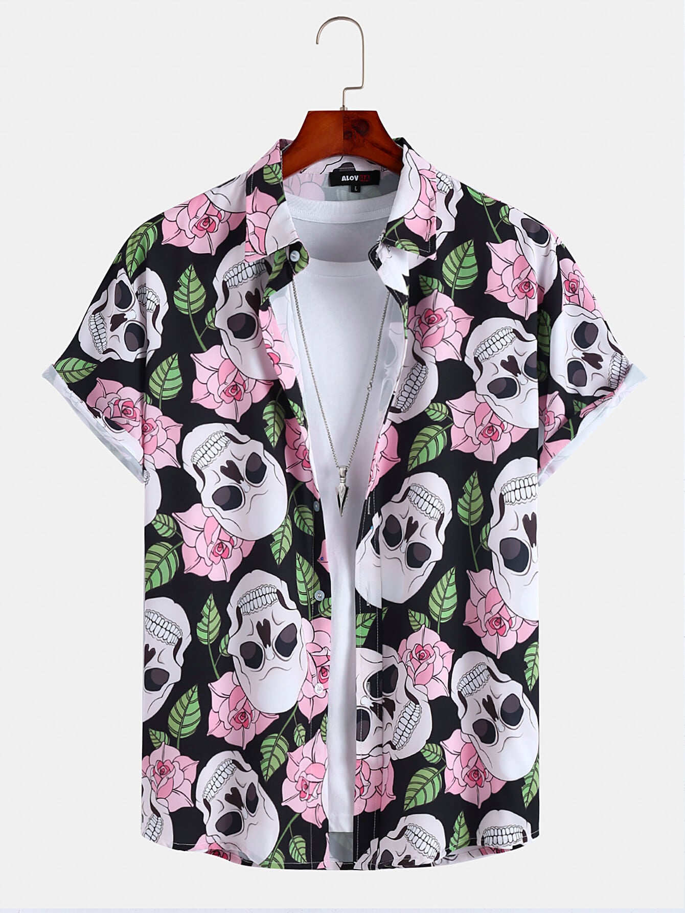 Rose-Skull Print Street Shirt