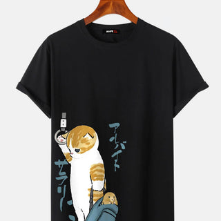 Work Sad Cat Cotton T-Shirt